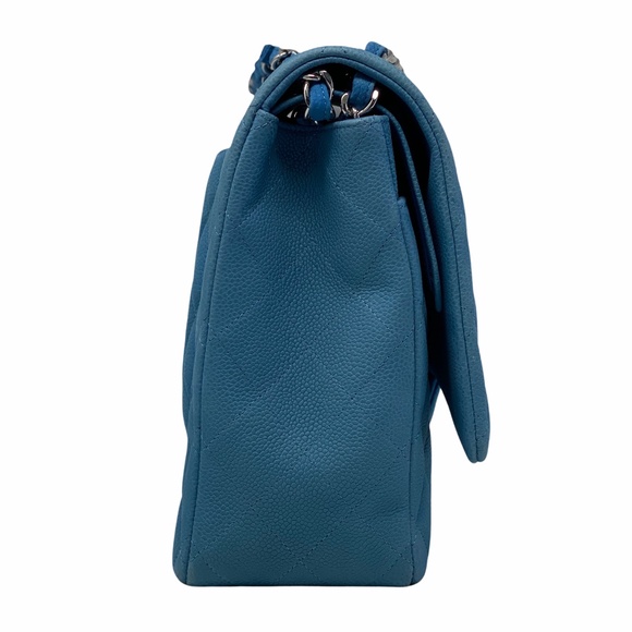 Chanel Maxi Suede Caviar Classic Flap Bag Blue - Picture 2 of 13